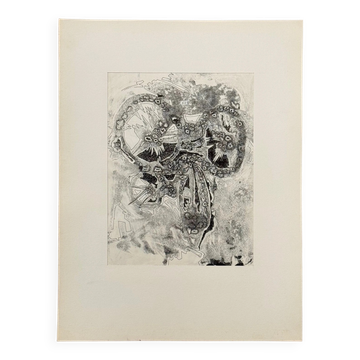 Dessin composition moderne 1970 par François de Chabot