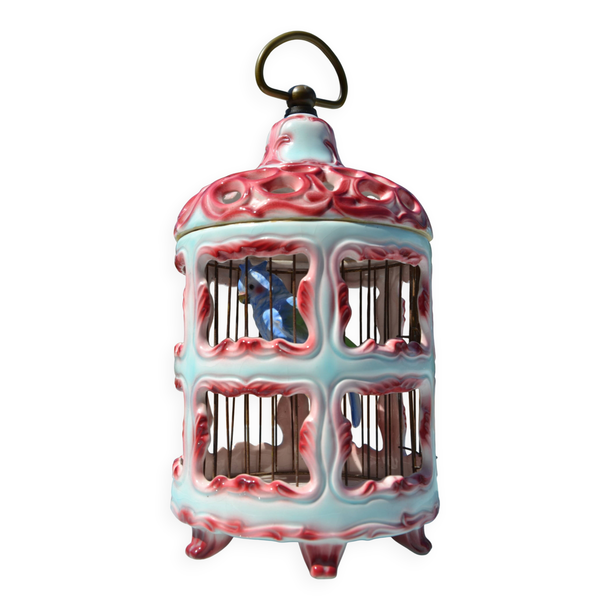Antique Italian ceramic birdcage