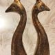 Golden candle holder art deco style peacock head