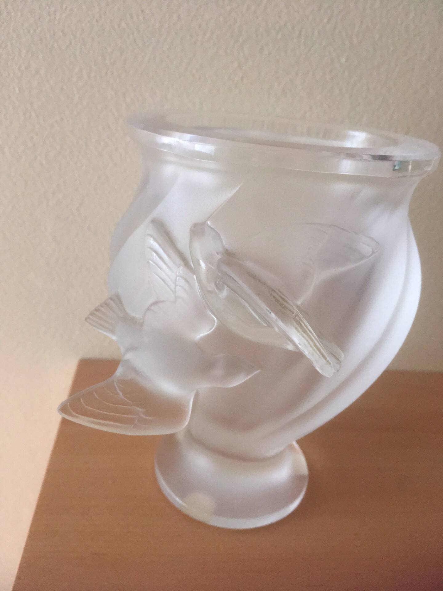 Antique crystal vase signed Lalique
