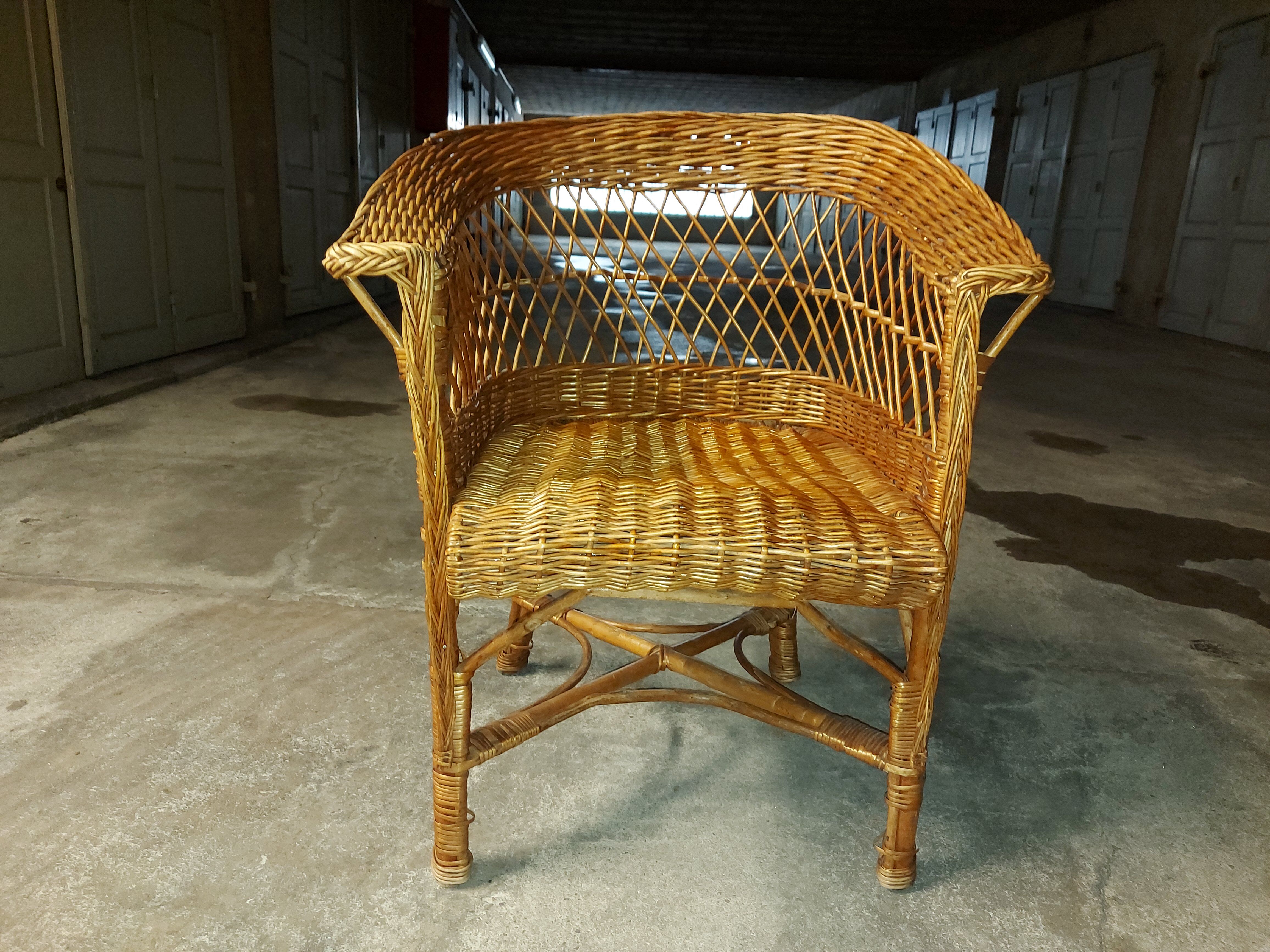 Fauteuil en rotin vintage