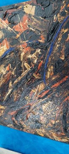 Abstract Materic Oil on Canvas Signed DE ROSA 1997 80x80cm