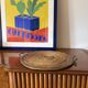 Brass and wicker tray, Italy ca. 1970