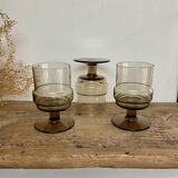 3 “Willem Heesen” smoked glass glasses