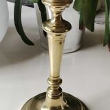 Bougeoir flambeau ancien, en laiton poli, classique et raffiné