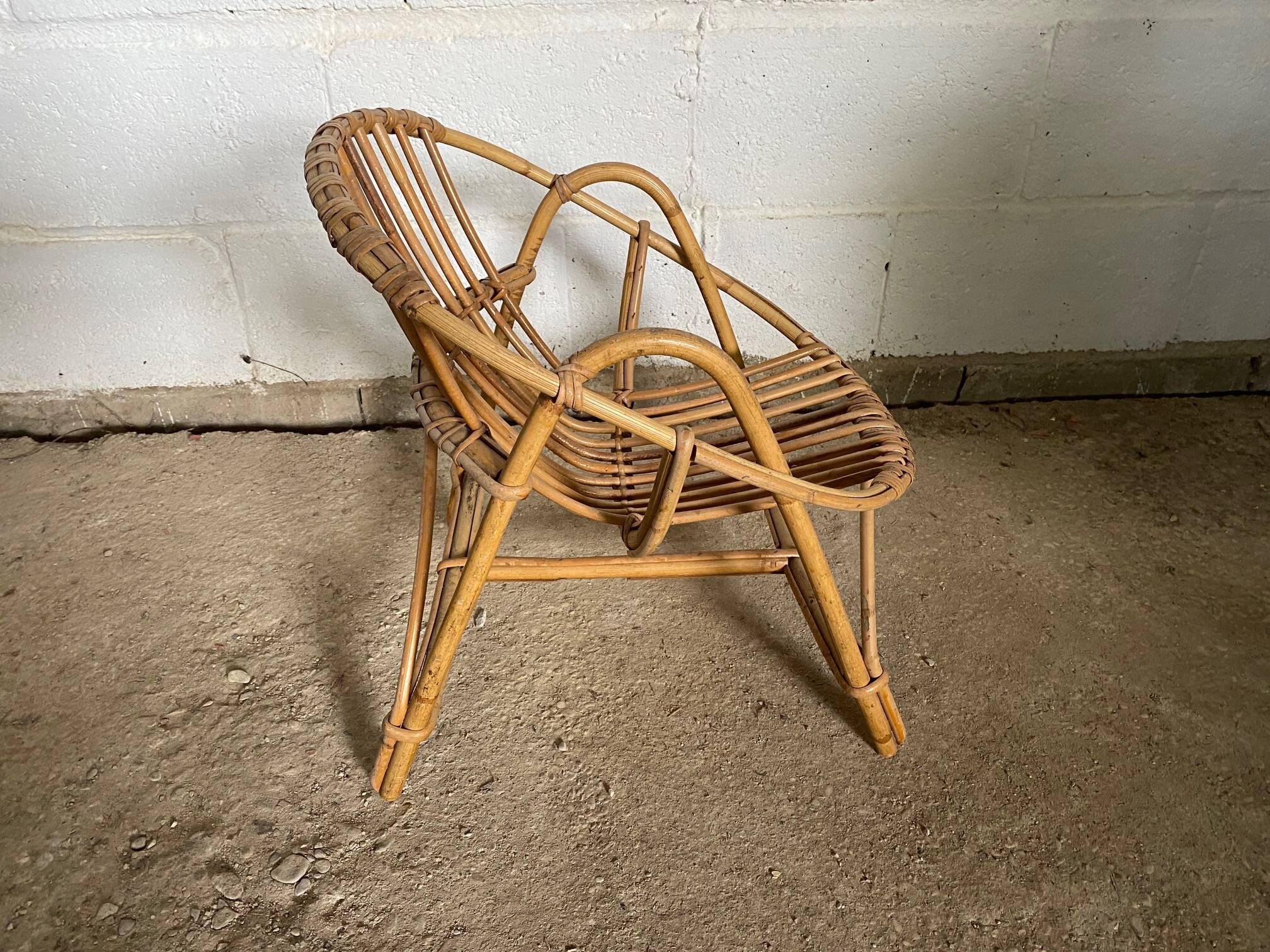 Vintage rattan children's armchair 1960s