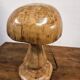 Hand-carved oak table lamp in the shape of a mushroom