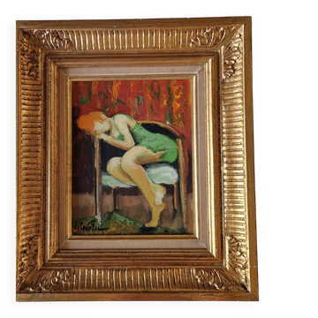 Huile sur toile "Femme endormie" Guy Le Corroller