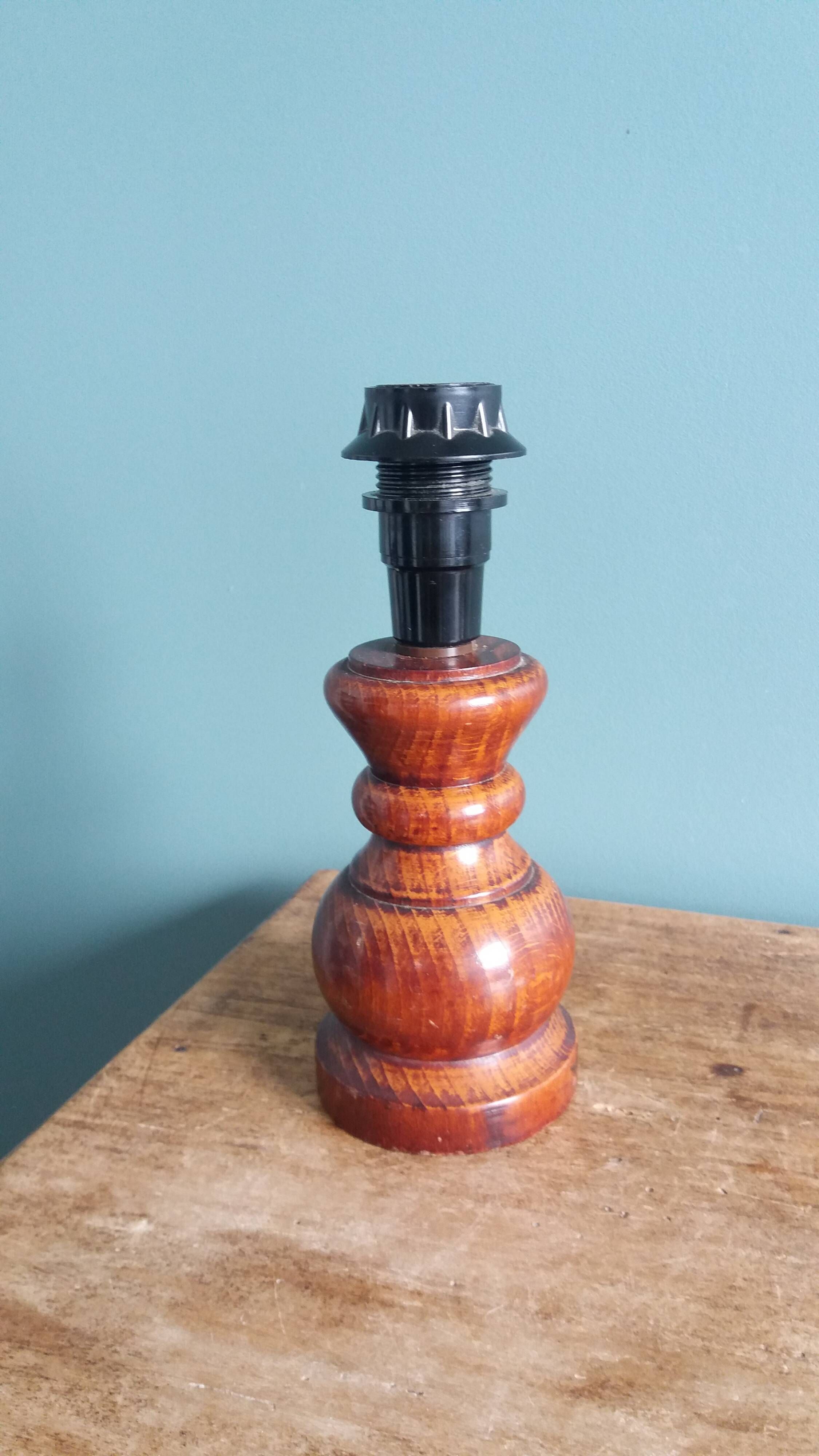 Lamp, turned wooden base