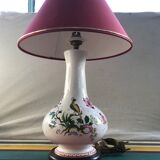 Old ceramic lamp art de Rodez in red burgundy vintage lampshade