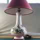 Old ceramic lamp art de Rodez in red burgundy vintage lampshade