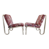 Paire de fauteuils lounge Bauhaus tubulaires en acier, années 1950