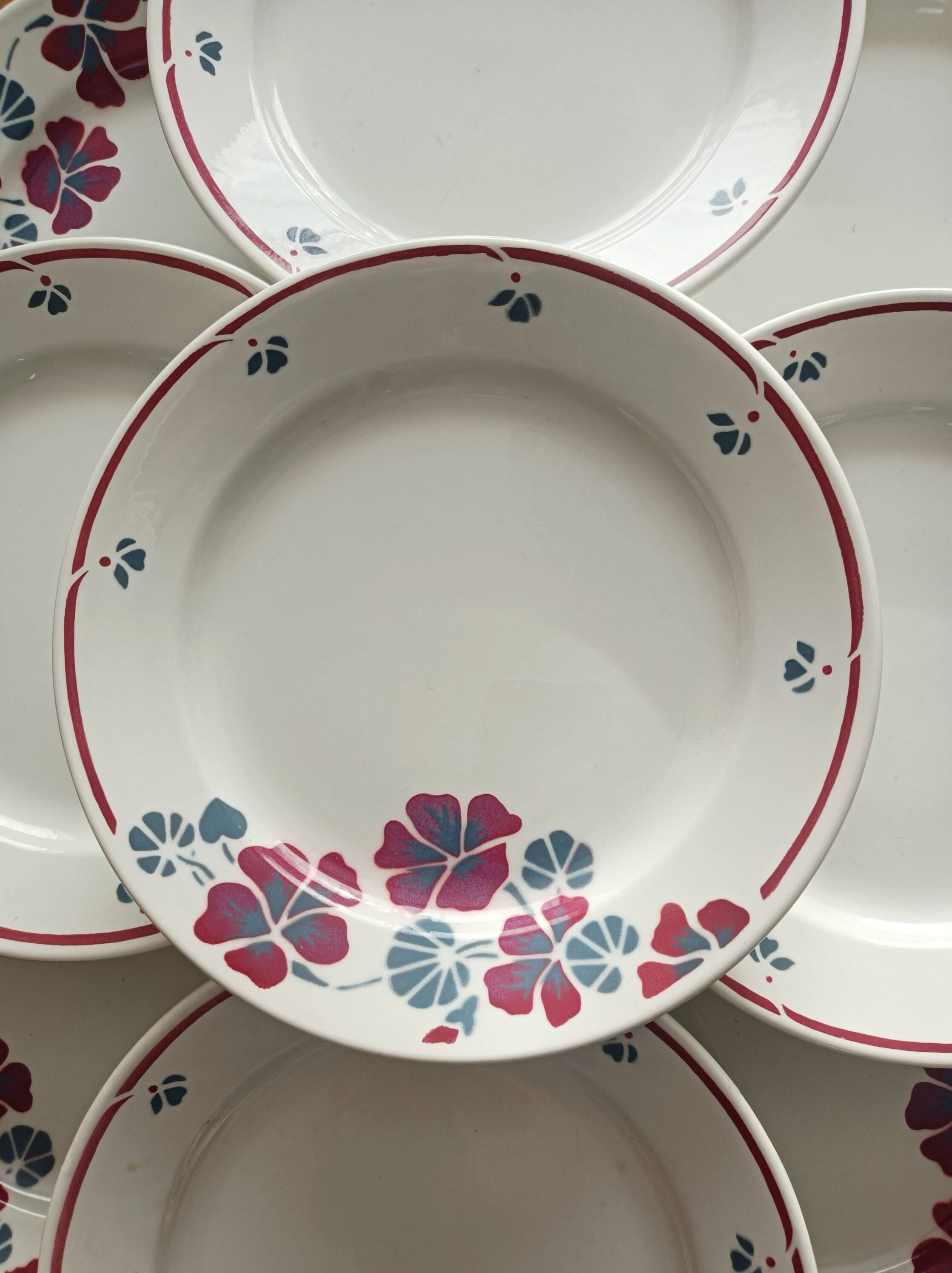 Set of 12 earthenware plates Salins, Nelly red
