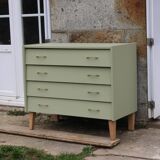 Renovated vintage Scandinavian chest of drawers – Lizard Green Pure & Paint