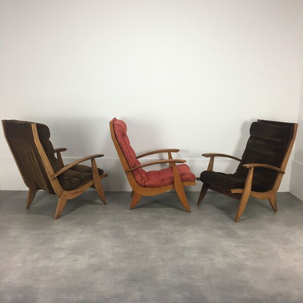 Trio de fauteuils Free Span FS 123 années 50 style reconstruction