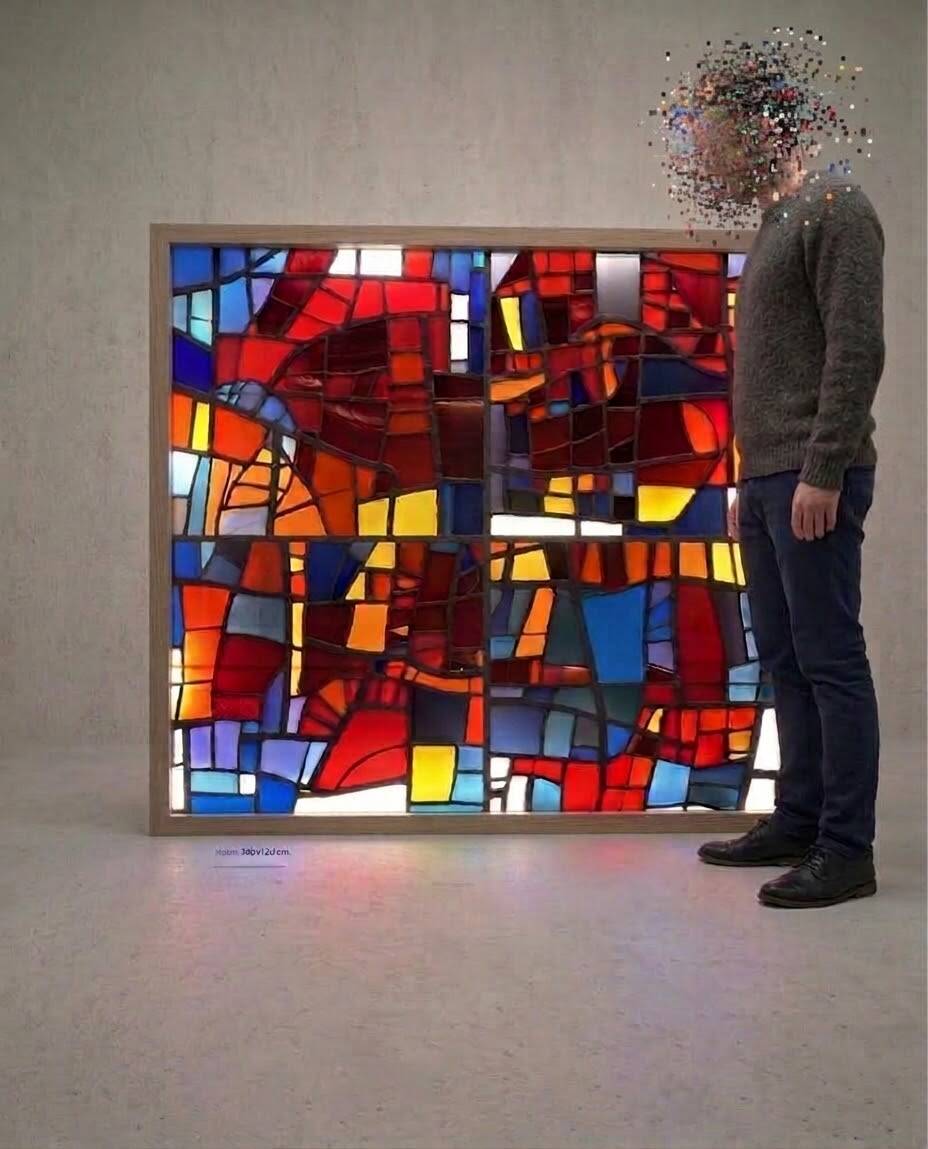 Vitrail  cabinet - Stained Glass 1960