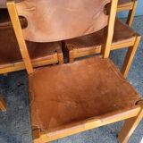 6 chaise regain orme massif et cuir epais