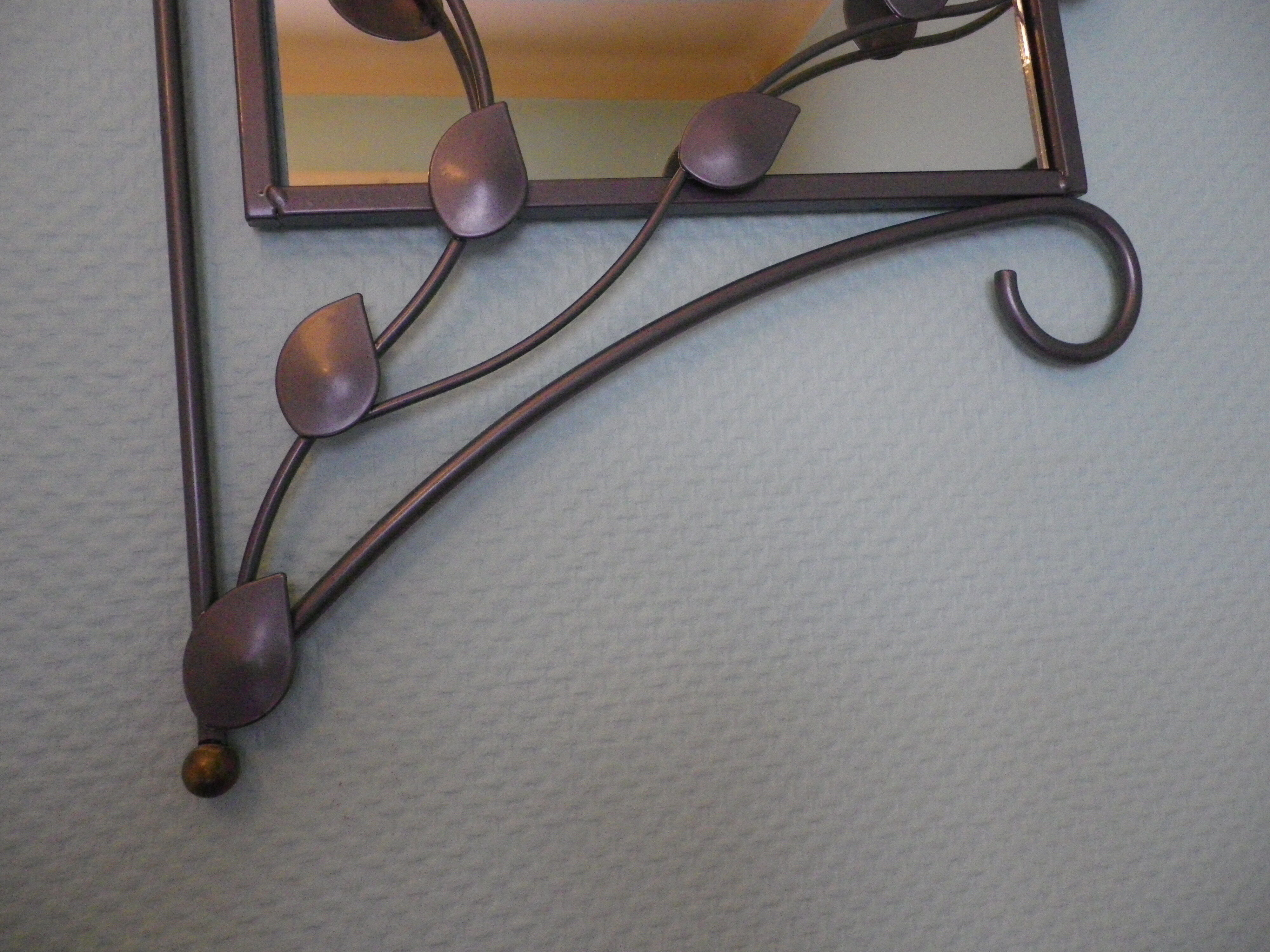 Designer mirror with gray metal surround 89x37cm