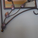 Designer mirror with gray metal surround 89x37cm