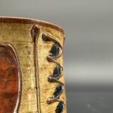 Pair of glazed stoneware mugs — abstract decor from the 70s