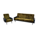 Sofa with are vintage armchair Skaï and moumoute