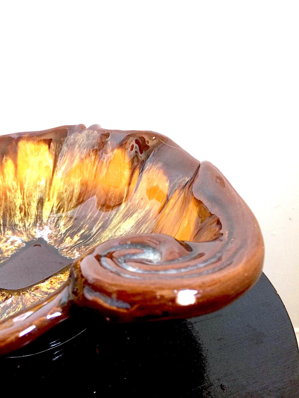 Dish Vallauris in yellow ceramic 1950 signed