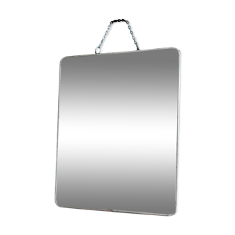Barber mirror surround patinated chromed metal