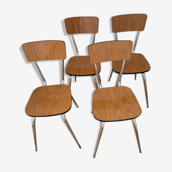 Set of 4 vintage chairs in brown formica