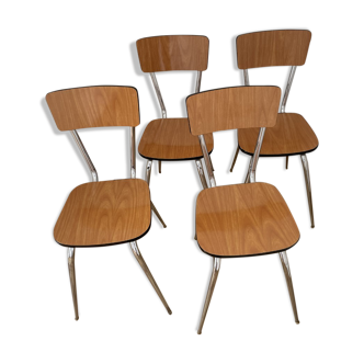 Set of 4 vintage chairs in brown formica