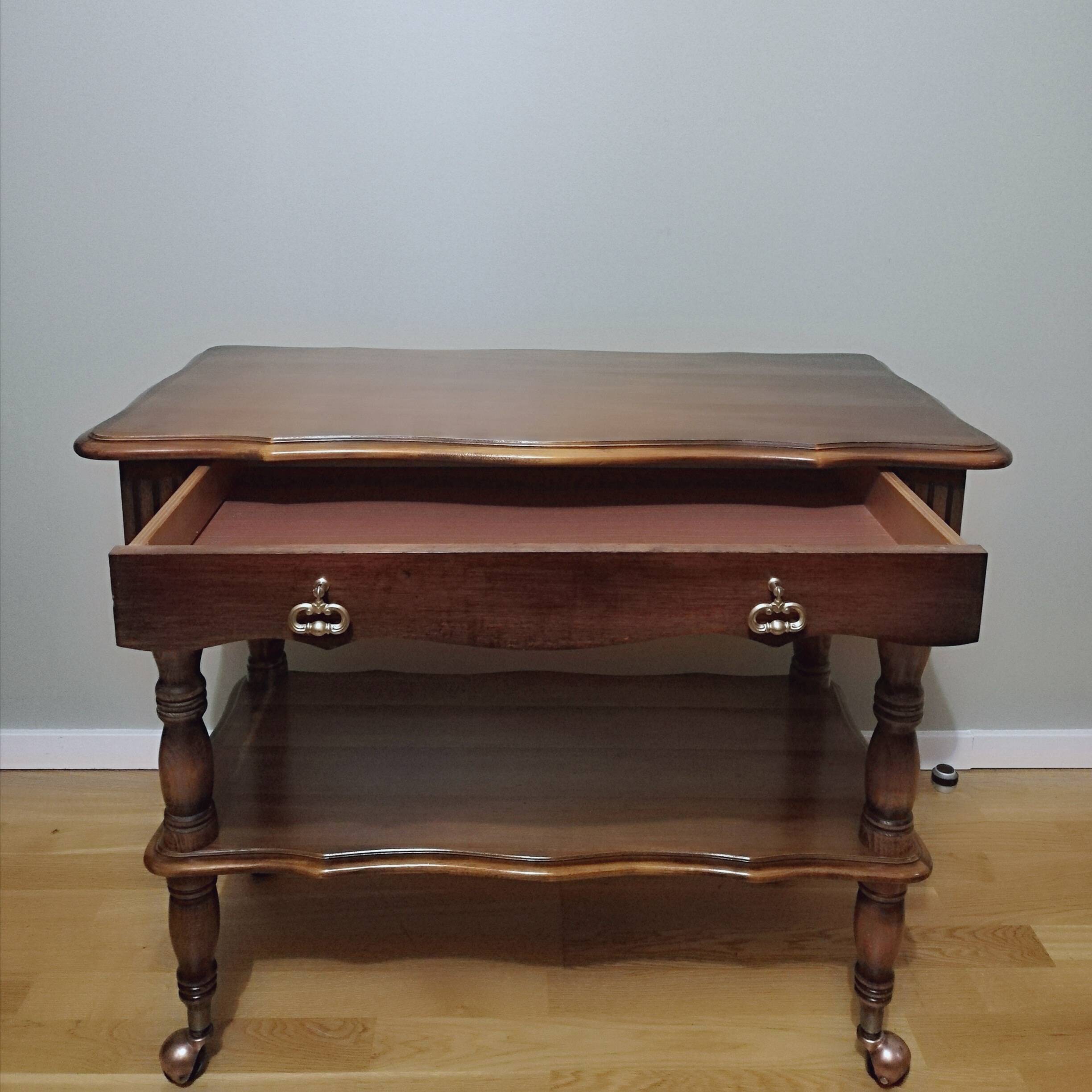 Oak trolley on wheels