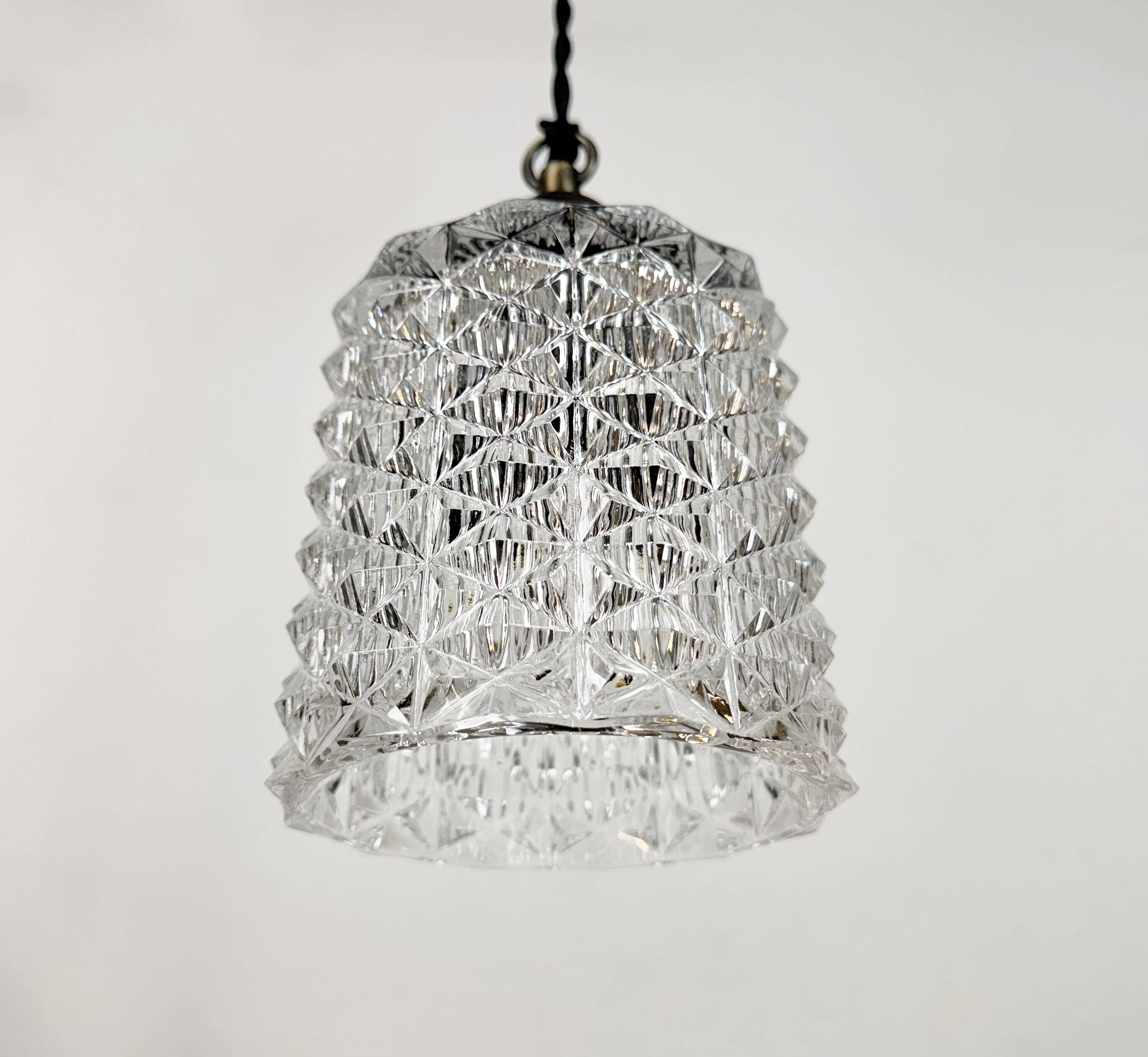 Vintage Cut Glass Ceiling Light, 1970s