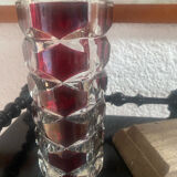 Vintage garnet glass geometric vase
