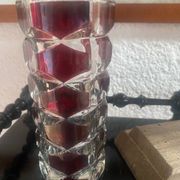 Vintage garnet glass geometric vase