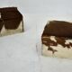 red brown leather cowhide footstools , poufs, 80s