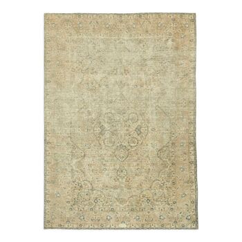Hand-knotted persian antique 1970s 228 cm x 332 cm beige wool carpet