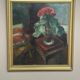 Original Swedish Oil on Panel - "Cineraria i Kruka" by Elna Jacobsson - Signed - Vintage and Framed - 48 × 43.5 cm (18.9" × 17.1")