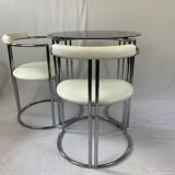 Chrome table and two modernist chairs