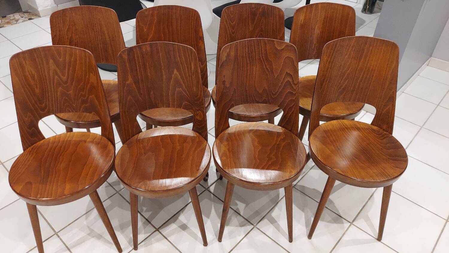 Set of 8 Baumann Bistrot chairs, Mondor model, vintage 1970s