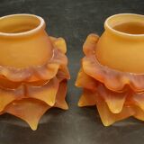 Pair of amber-colored glass paste tulips - several pairs available