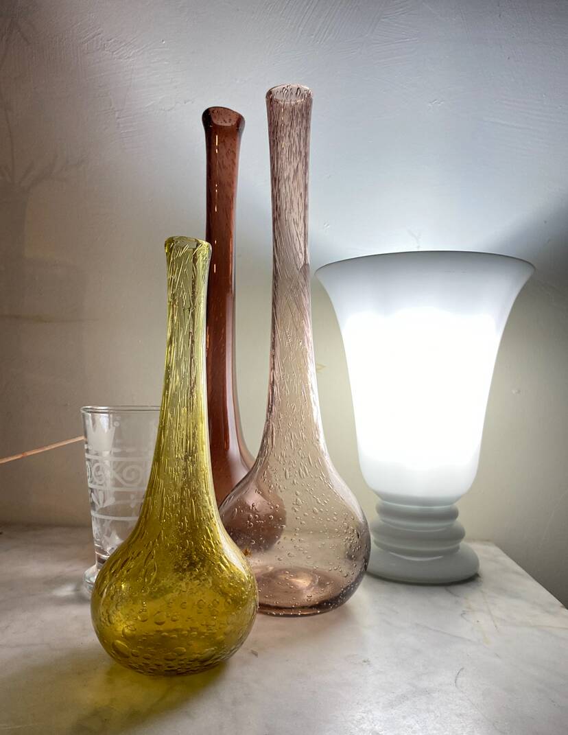 Lamoe tulipe en opaline, câble tissu neuf