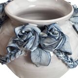 Ceramic vase from Varages in pink and blue.