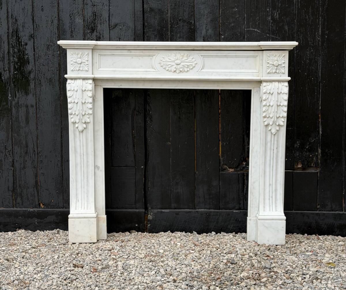 Louis XVI style Carrara marble fireplace circa 1880