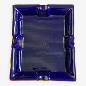 Collector cendrier bleu publicitaire Camus Cognac bleu porcelaine