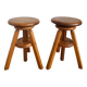 Pair of solid wood screw stools