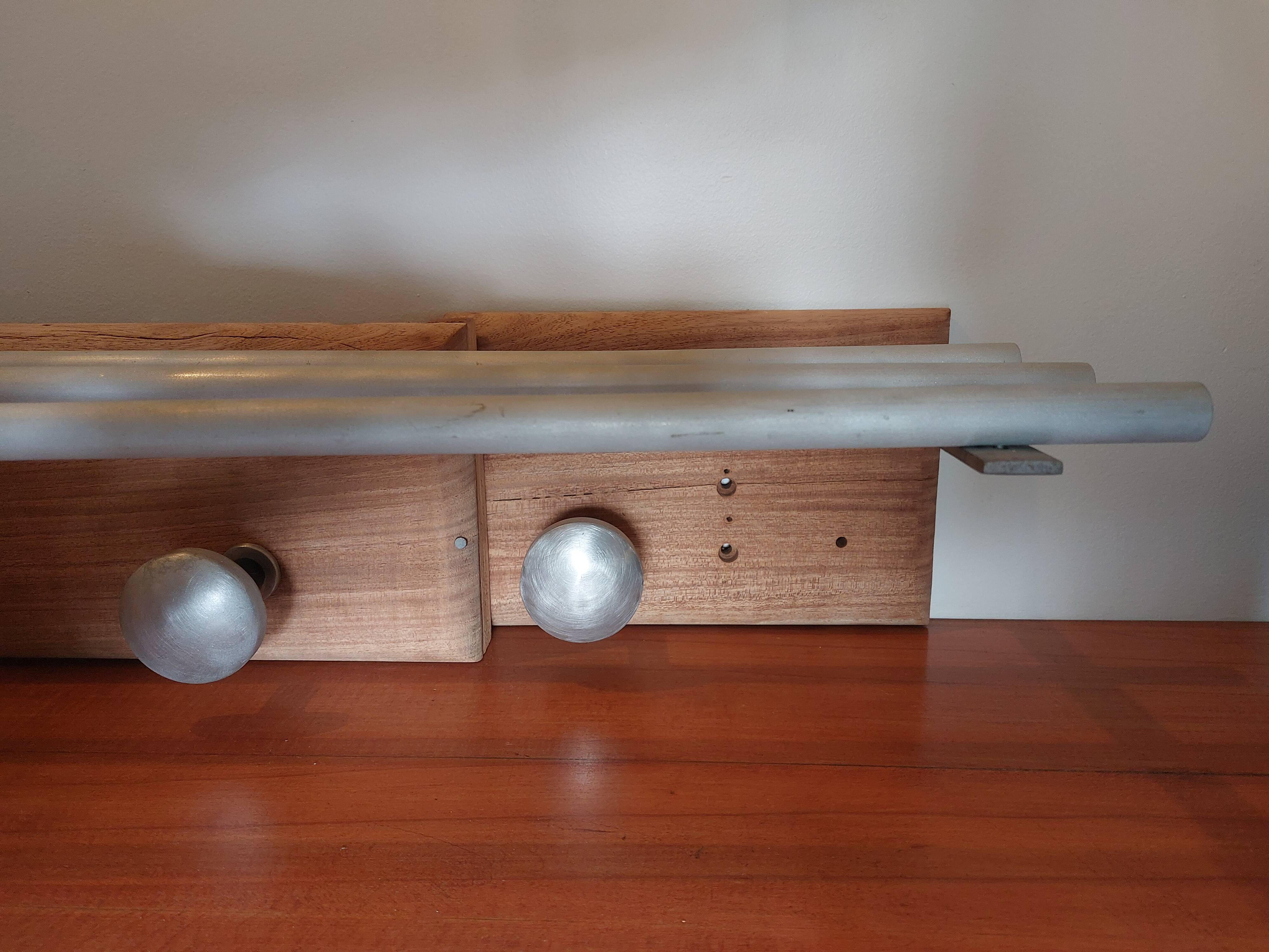 coat rack, sandblasted wooden and metal coat hooks