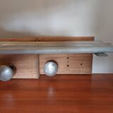 coat rack, sandblasted wooden and metal coat hooks