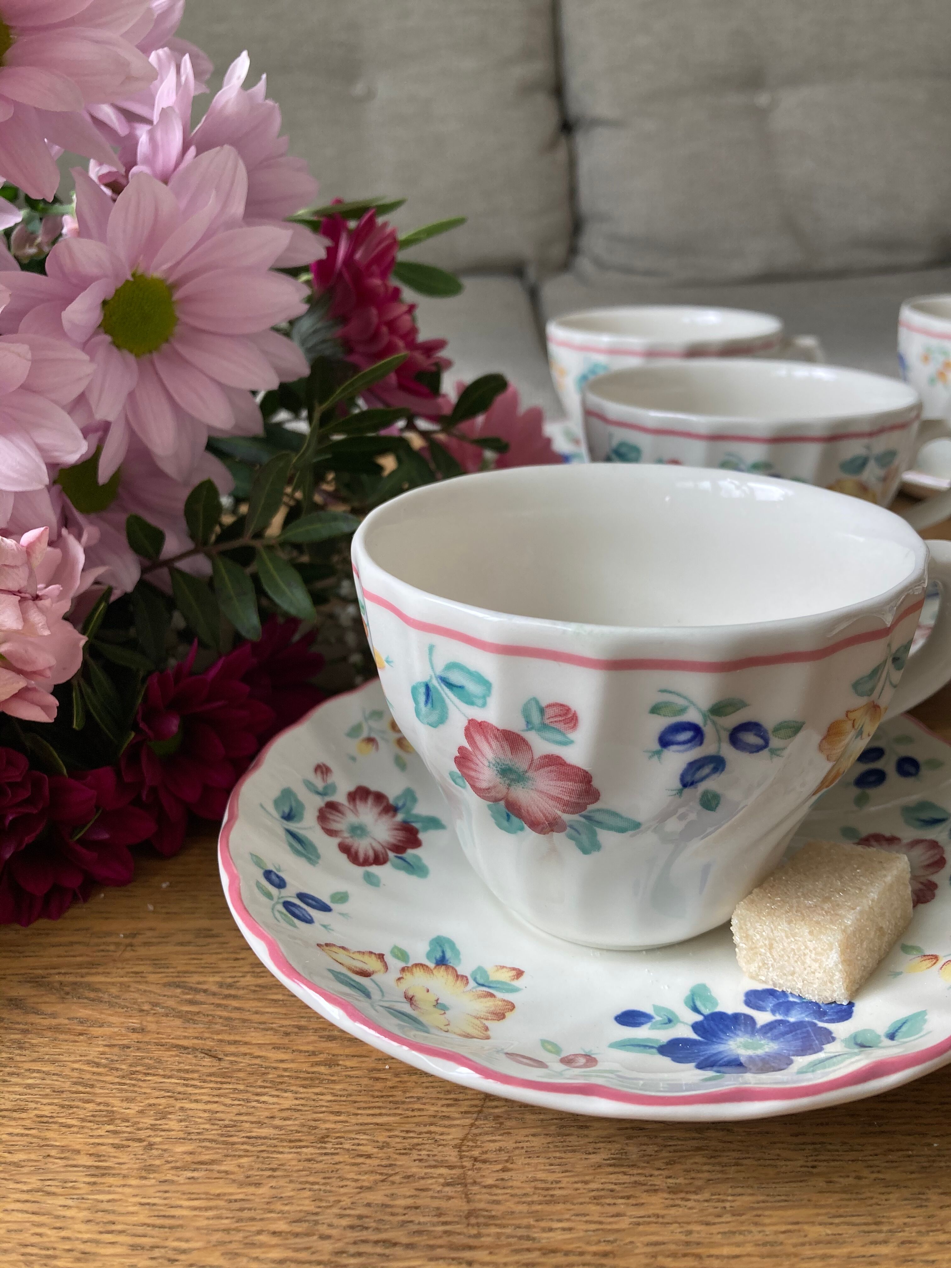 English flower porcelain tea service 6 people