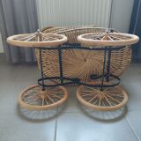 Vintage rattan and wicker cradle for dolls