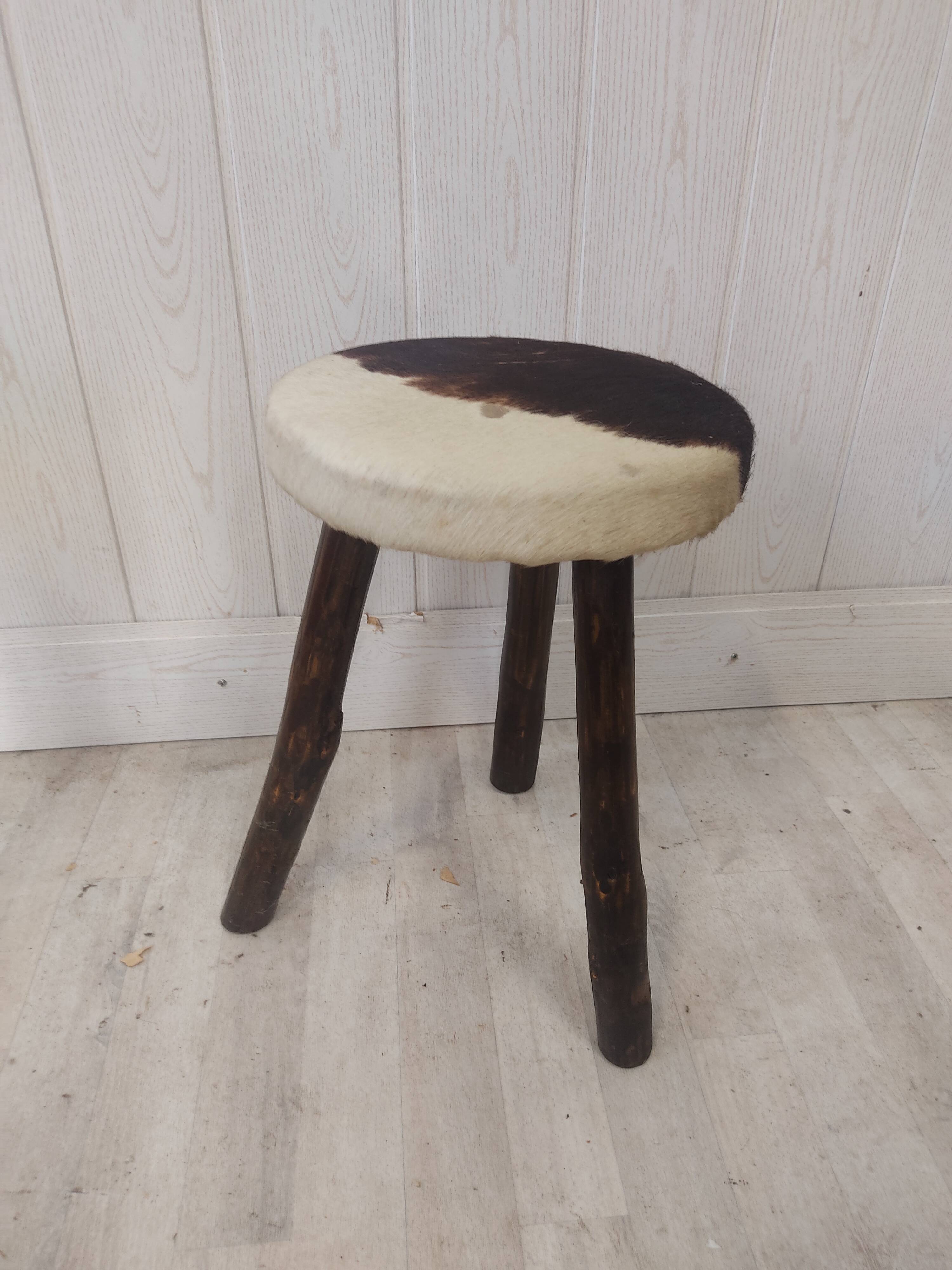 Brutalist cowhide stool