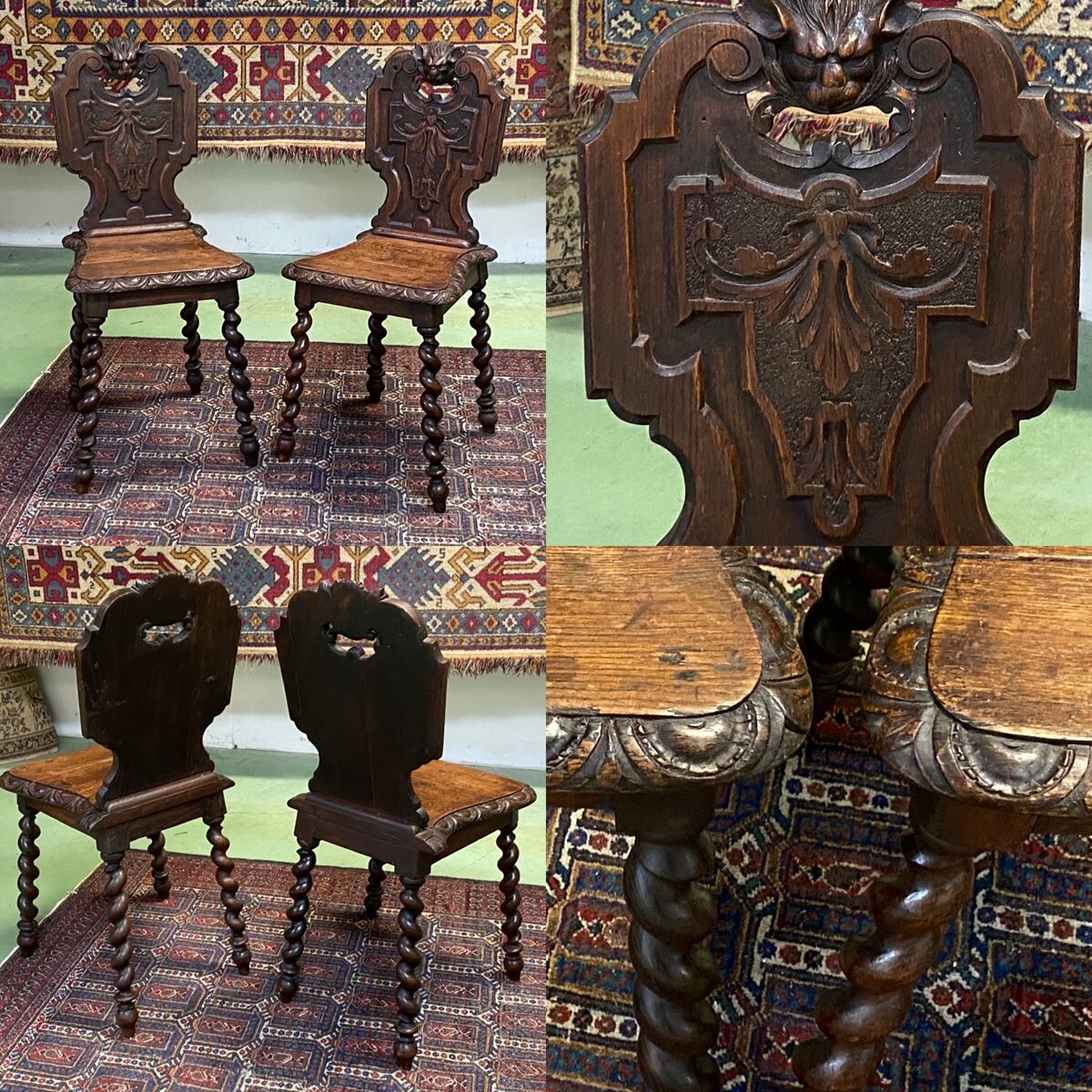 Pair of low 19th oak chairs